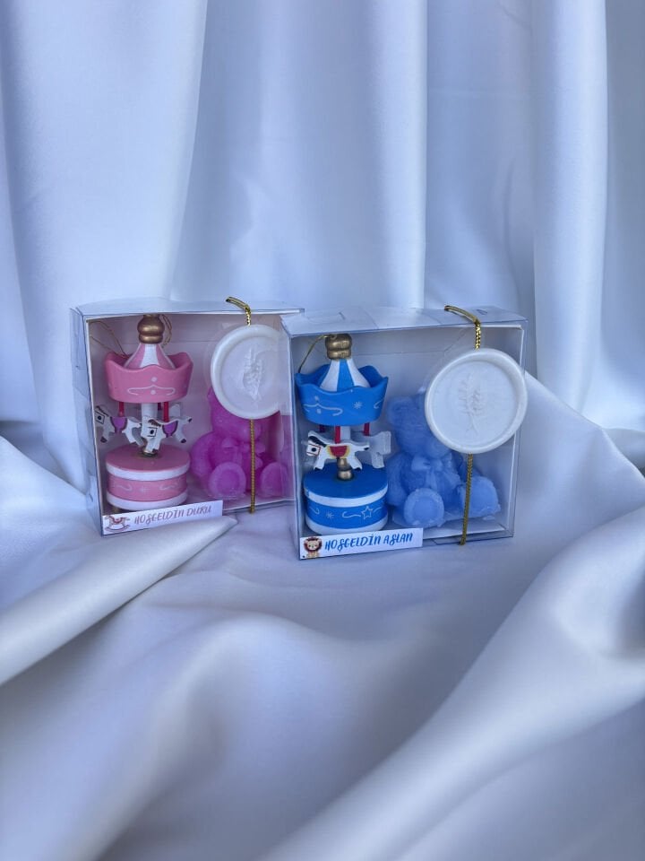 Mini Atlı Karıncalı Ayıcık Mumlu Hediyelik